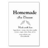 Hausgemachtes Eis und Zutaten aus Liebe Tischnummer (Rückseite)