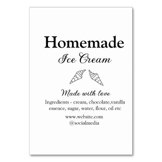 Hausgemachtes Eis und Zutaten aus Liebe Tischnummer (Vorderseite)