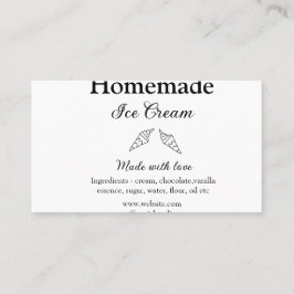 Hausgemachtes Eis und Zutaten aus Liebe Visitenkarte
