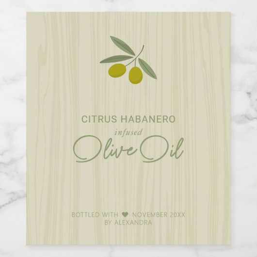 Hausgemachtes Etikett für Olivenöl (Einzelnes Label)