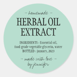Hausgemachtes Getränk Cremegrün Kräuteröl Extrakt Runder Aufkleber