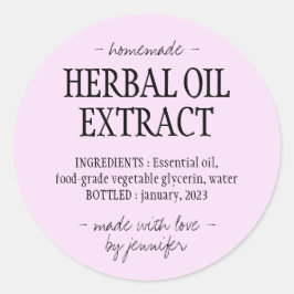 Hausgemachtes Getränk Cremepinke Kräuterölextrakt Runder Aufkleber