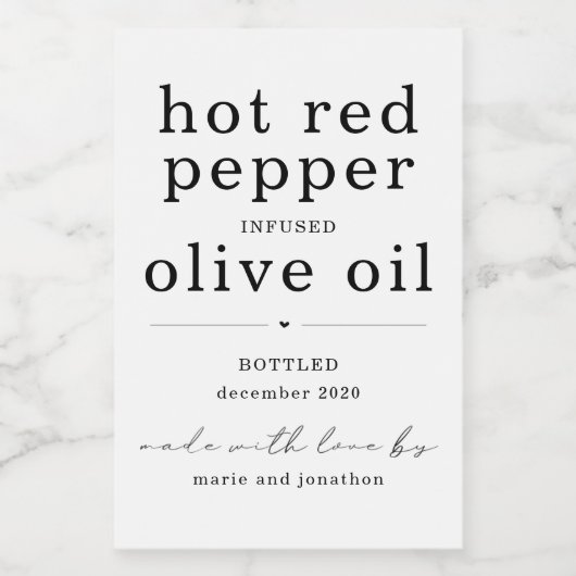 Hausgemachtes Olivenöl-Etikett - zwei Linien Weinetikett (Einzelnes Label)