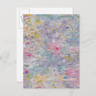 Hausgemachtes Papier mit farbigen Pulsakzenten Postkarte