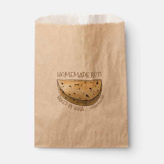 Hausgemachtes Roti Indian Chapati Brot, von Geschenktütchen (Vorderseite)