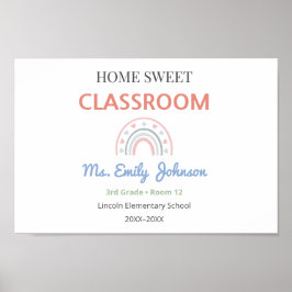 Hausgemütliches Klassenzimmer-Schild mit Lehrernam Poster