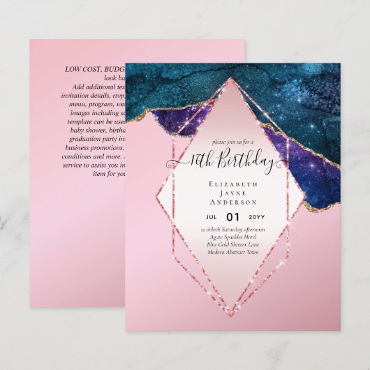 HAUSHALT 16. Geburtstag Glittery AGATE Sparkle Ein (Vorne/Hinten)
