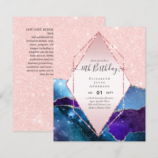 HAUSHALT 16. Geburtstag Glittery AGATE Sparkle Ein (Vorne/Hinten)