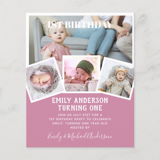 HAUSHALT 1. Geburtstag FOTO Einladung oder DANKE Flyer (Vorne)