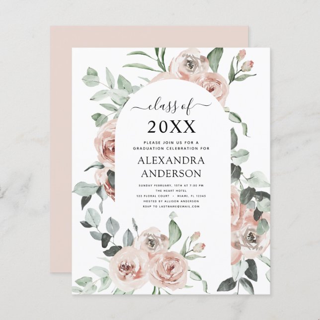 Haushalt 2022 Dusty Pink Abschluss Floral (Vorne/Hinten)