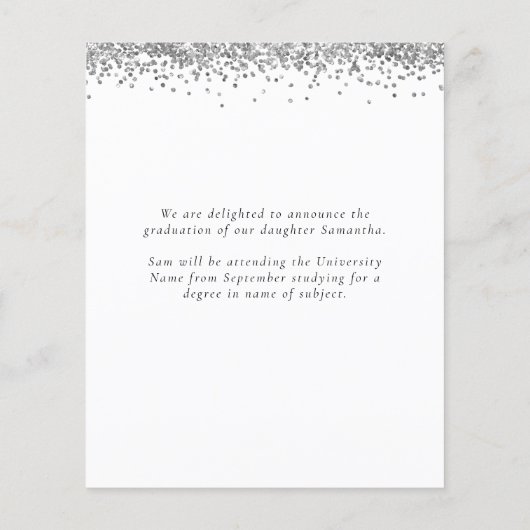 Haushalt 2022 Grad Foto Silver Glitzer Ankündigung (Rückseite)