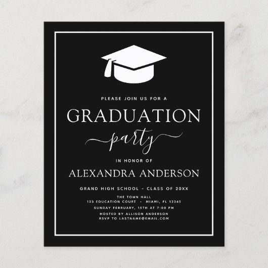 Haushalt 2022 Graduation Party Black Invitation Fl Flyer (Vorne)