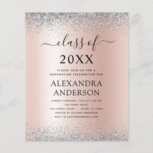 Haushalt 2023 Abschluss Rose Gold Rosa Silber Flyer (Vorne)