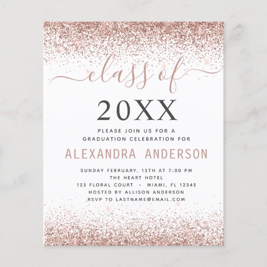 Haushalt 2023 Foto Weißer Abschluss Rosa Glitzer Flyer (Vorne)