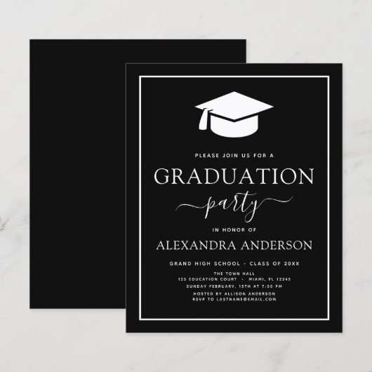 Haushalt 2023 Graduierungspartei Schwarze Einladun (Vorne/Hinten)