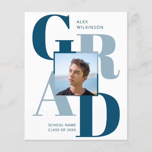 HAUSHALT 2023 Modernes Blue Script 2 Foto Einladun (Vorderseite)