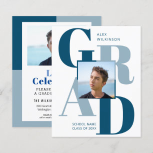 HAUSHALT 2023 Modernes Blue Script 2 Foto Einladun