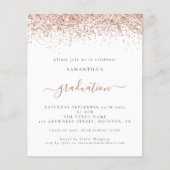 Haushalt 2024 Abschluss Rose Gold Glitzer Einladun (Vorderseite)