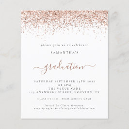 Haushalt 2024 Abschluss Rose Gold Glitzer Einladun