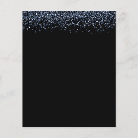 Haushalt 2024 Grad Party Blue Glitzer Black Invite (Rückseite)