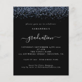 Haushalt 2024 Grad Party Blue Glitzer Black Invite (Vorderseite)