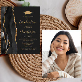 Haushalt 2025 Abschluss Black Agate Foto Einladung