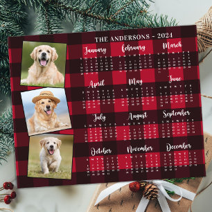 Haushalt 2026 Foto Dog Roter Karierter Kalender Ka