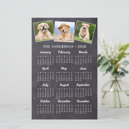 Haushalt 2026 Rustikale Chalkboard Foto Kalenderka (Stehend Vorderseite)