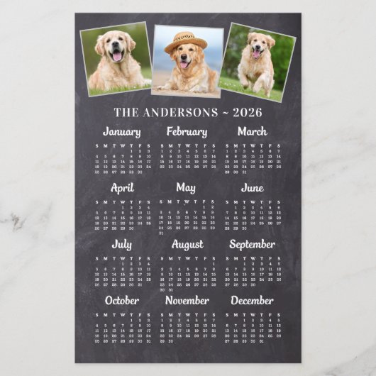 Haushalt 2026 Rustikale Chalkboard Foto Kalenderka (Vorderseite)