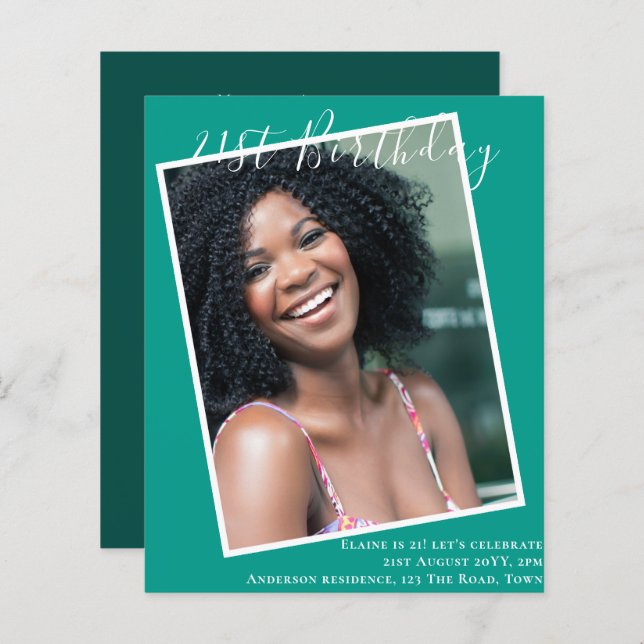 HAUSHALT 21. Geburtstag Einladung FOTO Keepake (Vorne/Hinten)