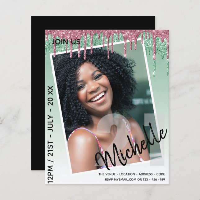 HAUSHALT 21. Geburtstag FOTO Driving Glitzer Einla (Vorne/Hinten)