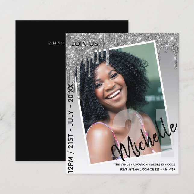 HAUSHALT 21. Geburtstag FOTO Driving Glitzer Einla (Vorne/Hinten)