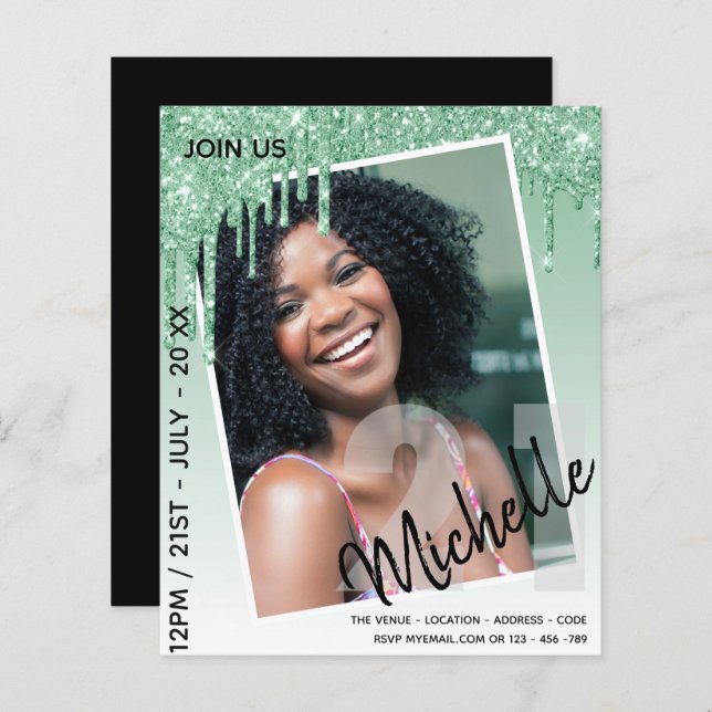 HAUSHALT 21. Geburtstag FOTO Driving Glitzer Einla (Vorne/Hinten)