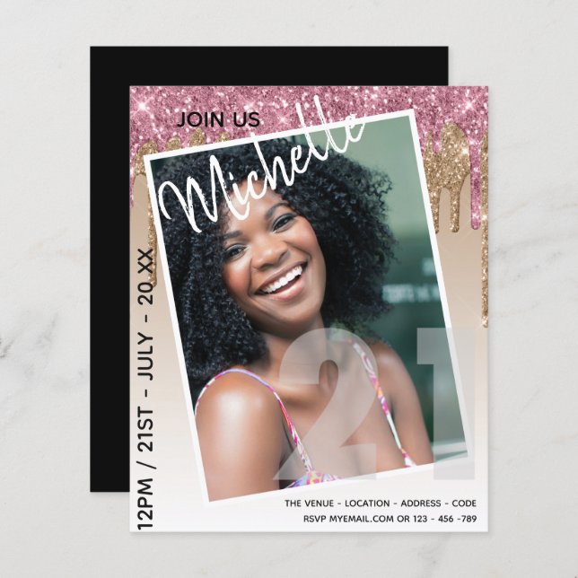 HAUSHALT 21. Geburtstag FOTO Driving Glitzer Einla (Vorne/Hinten)