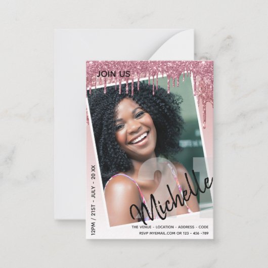 HAUSHALT 21. Geburtstag FOTO Driving Glitzer Einla Mitteilungskarte (Vorderseite)