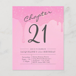 Haushalt 21. Geburtstag Pink Gray Einladung Flyer