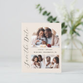 Haushalt 3-Foto Arch Beige Save the Date (Stehend Vorderseite)