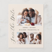 Haushalt 3-Foto Arch Beige Save the Date (Vorderseite)