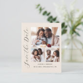 Haushalt 3-Foto Beige Save the Date (Stehend Vorderseite)