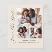 Haushalt 3-Foto Beige Save the Date (Vorderseite)