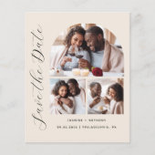 Haushalt 3-Foto Beige Save the Date (Vorderseite)