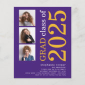 Haushalt 3 Foto Fett 2025 Lila Abschluss Einladung (Vorderseite)