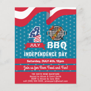HAUSHALT 4. JULY Red White Blue GRILLEN Einladung Flyer
