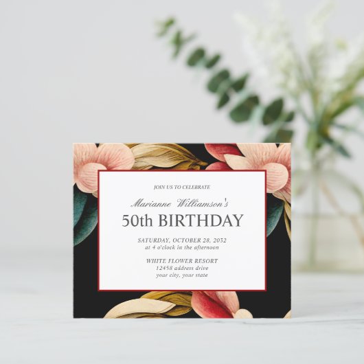 Haushalt 50. Geburtstag Weibliche VINTAGE BLUME (Stehend Vorderseite)