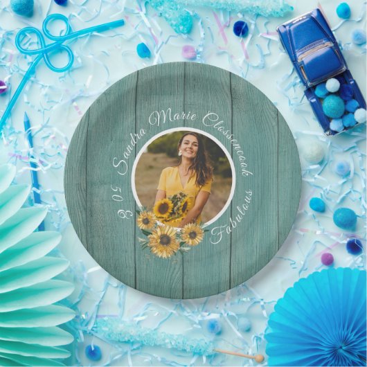 Haushalt 50 und umfangreich | Sonnenblume Aquamari Pappteller (Party)