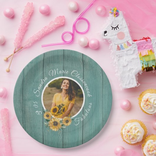 Haushalt 50 und umfangreich | Sonnenblume Aquamari Pappteller (Party)