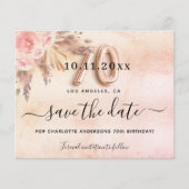 Haushalt 70. Geburtstag Pampas Rose Save the Date (Vorderseite)