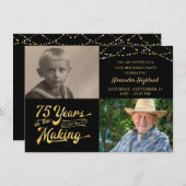 Haushalt 75. Geburtstag 2 Fotos Retro Einladung (Vorne/Hinten)