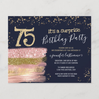 Haushalt 75. Geburtstag Glitzer Einladung Flyer