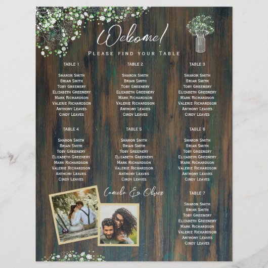 HAUSHALT 7 Tabelle Rustikales Gypsophila FOTO Sitz (Vorderseite)